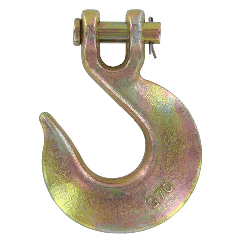 Half Inch Clevis Slip Hook Four Pack Grade 70 Heavy Duty Tie Down Hooks For Chains Trailers And Load Binding Applications With 11300 Lbs Working Load Limit Yellow Zinc Chromate