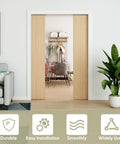 Double Pocket Door Track Kit With 10 Ft Rails, 2 Sets Of 56.7 Inch Spliced Rails For Double Doors From 48 To 60 Inches Wide installed in a room