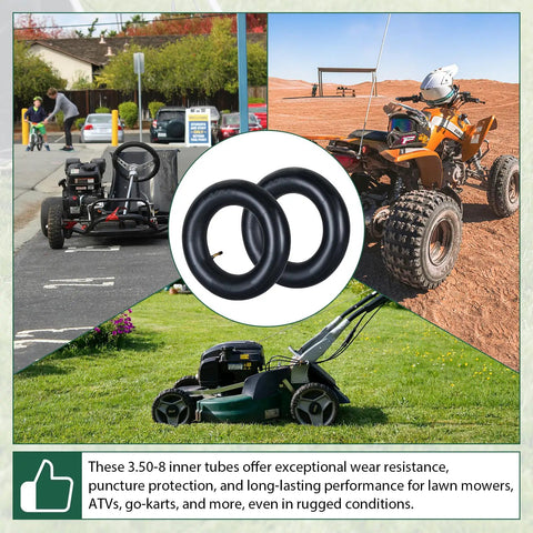 Two Pack 3.50-8 Inner Tubes With TR-87 Valve Stem For Small Utility Equipment, Fits 8-Inch Rims, perfect for lawn mowers
