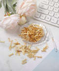 200 Pieces U Shape Copper Ring Terminals Open Barrel Brass Crimp Connectors on marble surface