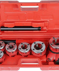DIY Pro Friendly Ratchet Pipe Threader Kit With 6 Dies 1/4 to 1-1/4 Inch Manual Pipe Threading Tool With Handle Ratchet in red case