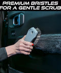 Leather Cleaning Brush With Horsehair Bristles For Car Interior And Home Use, Gently Scrubs Leather Seats Dash And Upholstery, Ergonomic 6.5 Inch Handheld Tool Gray on car leather seat