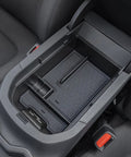 RAV4 Center Console Tray Organizer for 2019-2025 models viewed from above, showcasing two-layer ABS armrest storage box.