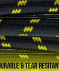 Kickass 10 Ft Braided Airbrush Hose With Kink Free Flex And Snappy Zinc Connectors showcasing durable black and yellow braided material.