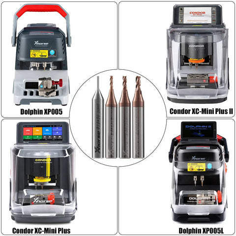 1.5mm Milling Cutter For Condor XC-Mini Plus, Plus II, XC-002 And Dolphin XP005/XP005L/XP007 Key Cutting Machines And Pro Grade, Durable Steel Bit For Fast, Precise Key Making shown with key cutting machines