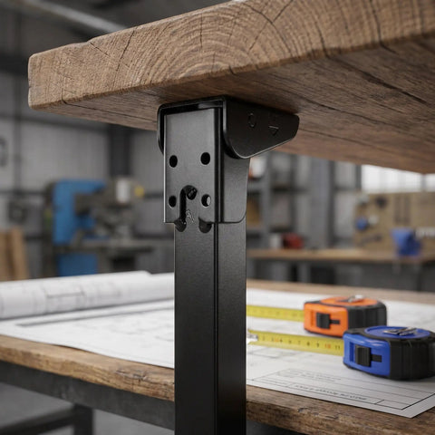 Beefy Heavy Duty Folding Table Legs Set Collapsible Metal Supports With Reinforced Steel Triangular Brackets in workshop