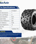 16x8-7 ATV Tire Set 6 Ply Tubeless Off Road Go Kart Mini Bike UTV 2 Pack 16x8x7 180 Lb Load At 7 PSI details