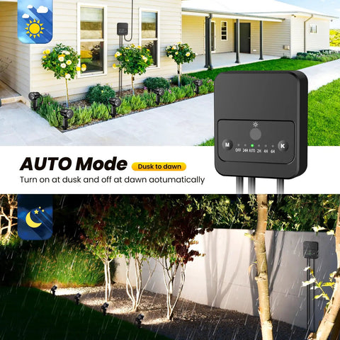 Outdoor LED Landscape Lighting Kit 12 Pack With Remote Control Dimmable IP66 Waterproof Spot Lights for garden, auto timer display