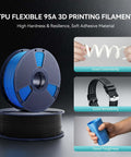 Go-To Flexible 1.75mm TPU Filament For 3D Printing Dope Soft Yet Tough 95A Pro Grade 1Kg Spool Dimensional Accuracy Within 0.03mm Fits Most FDM Printers Two Pack Black on display with examples of its flexibility.