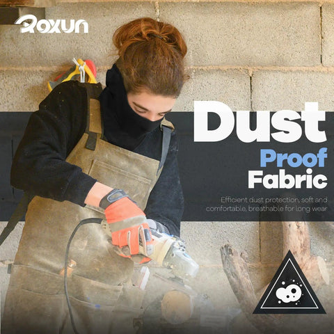 Person using power tool wearing dust proof Balaclava Ski Mask 5 Pack Neck Gaiter for Motorcycle and Outdoor Sports All Season Face Covering with UV Protection Cooling Breathable Fabric Windproof Dust Proof Sand Guard Reusable and Machine Washable
