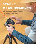 165 Ft Laser Distance Meter With Ocean Blue Finish, Ultra Fast Measurements For Home Projects, Area, Volume And Height, Includes Protective Cover And Carpenter Pencil For Handy DIY Tasks. on tripod