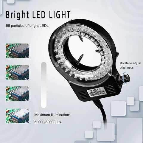 High Def Digital Microscope For Electronics Repair With 48MP 4K Imaging 1080P HDMI USB C Output 150X Zoom C Mount Lens Foldable Stand LED Ring Light Soldering Microscope For Precision PCB Work, adjustable LED ring light for PCB inspection