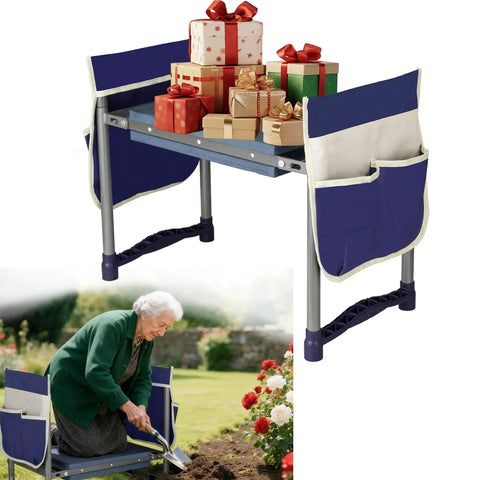 Heavy Duty 2 In 1 Garden Kneeler and Seat Foldable Stool Wider 10.8 Inch Kneeling Pad Sturdy Steel Bench with gifts on top