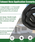 3-Inch Inner Diameter 11-Foot Heavy Duty Car Exhaust Hose With Two Clamps For Garage Or Auto Shop EPDM Rubber 600F Heat Resistant.