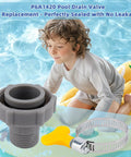 Above Ground Pool Drain Adapter Kit for Coleman and Bestway Pools with child in pool and drain valve with hose clamp