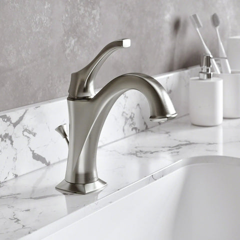 Arlo Single Handle Basin Bathroom Faucet With Lift Rod Drain And Deck Plate Spot Free All-Brite Stainless Steel Finish for 1 or 3 Hole Install