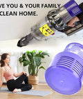 V10 Replacement Filters For Dyson Vacuum Cyclone Series 3 Pack With Cleaning Brush Compatible shown in use and filter close-up