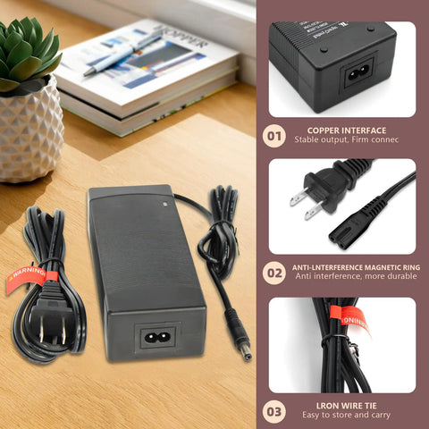 54.6V 2A Ebike Charger For 48V Lithium Battery Packs With 5 Adapter Plugs Universal Replacement Fast Charge UL Listed Safe And Efficient Power Supply For Most 48V E Bikes And Scooters Keeps You Rolling Longer Easy To Use
