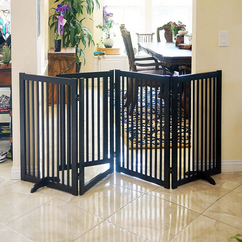 Espresso Wood Gate Support Feet For 0.75 Inch Thick Gates, 360 Degree Configurable Gate System, A Pair, Satin Finish