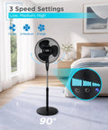 16 Inch Stand Fan With Pedestal Base Height Adjustable Remote Control Touch Panel Free Standing 90 Degree Oscillation