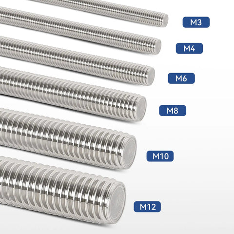 12 Pieces 304 Stainless Steel M3 Fully Threaded Rods 51mm Long With Right Hand Threads Includes 24 Hex Nuts Durable Rustproof Fasteners
