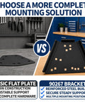 Comparison of Quick Release Bench Plate Kit For Lee Precision Reloading Press and basic flat plate on workshop table.