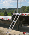 Heavy Duty Aluminum Truck Step Deck Ladder For 54 To 66 Inch Trailer Beds, 72 Inch Long Yet Lightweight At About 20 Pounds, 375 Pound Capacity, Folds Upright For Easy Storage On Jobsites attached to trailer bed