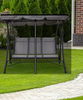 Premium Patio Swing Mosquito Netting For 2 To 3 Seater Outdoor Swing Black Mesh With Double Zipper Opening installed on lawn