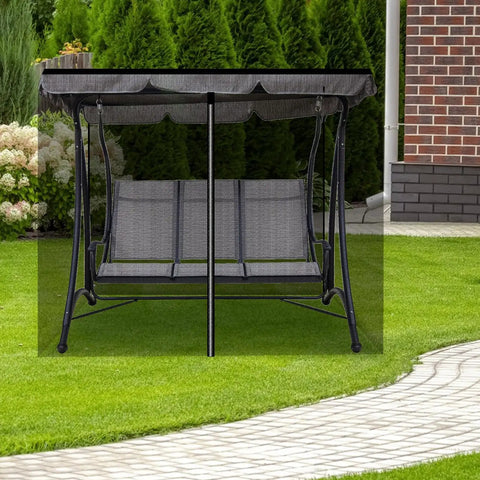 Premium Patio Swing Mosquito Netting For 2 To 3 Seater Outdoor Swing Black Mesh With Double Zipper Opening installed on lawn