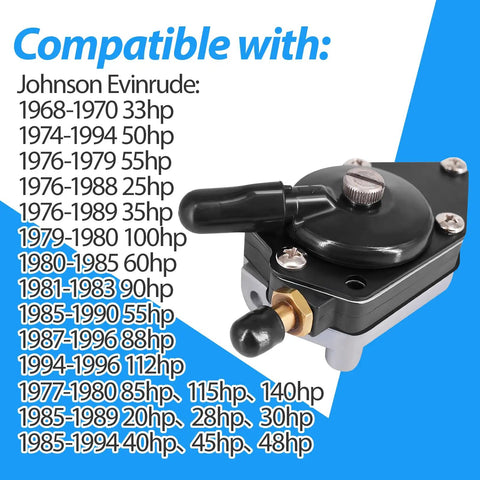 Outboard Fuel Pump For Boat Motors 25 35 50 65 70 75 85 88 90 100 105 115 125 135 140 HP Replaces OE 438556 18-7352