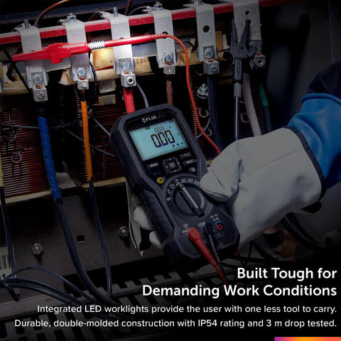 Insulation Tester And Digital Multimeter For Up To 1kV, showing LED display in tough electrical environment.