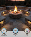 Outdoor seating area with Easy Install 7 Inch LED Hardscape Light With 5CCT Adjustable Output, low voltage paver light on stone seating