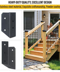 Rock Solid 35 Degree 201 Stainless Steel Deck Railing Connectors Fit 2 By 4 Lumber Black Powder Coated Heavy Duty Outdoor Stair Bracket Pair No Sweat Setup Corrosion Resistant Deck Hardware on deck steps.