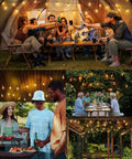 Outdoor String Lights 200 Ft Two 100 Ft Runs Waterproof IP65 LED Bulbs Shatterproof Easy Setup for patio and backyard parties
