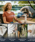 On The Go Turbo Handheld Fan For Outdoor Adventures With 5000mAh Battery shown in various travel scenarios