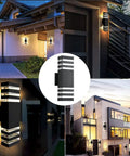 15 Inch LED Up And Down Outdoor Wall Light With Aluminum Housing 18W 4000K Day White IP65 Waterproof Exterior Wall Mount Lamp 1800 Lumens Bright Durable Patio Porch Garden Lighting on house facades.