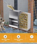 Top Notch Bunny Hopper And Premium Hay Holder For Indoor Cages Featuring Leak Proof Storage And Effortless Scrub Down Routine That Keeps Your Little Guys Properly Fed Without Any Fuss, stainless steel feeder with hay.