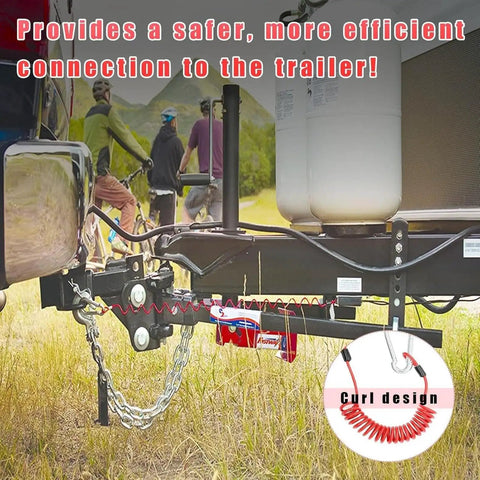Heavy Duty Trailer Breakaway Cable With Pin And Buckle Kit For Safe Towing And Quick Brake Activation, Clear Jacket For Easy Wire Inspection, Reliable Breakaway System For RV And Hauler Trailers on trailer hitch