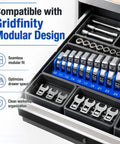 Modular Crowfoot Wrench Organizer Tray For 10mm To 22mm Wrenches in drawer, compatible with Gridfinity Modular Design