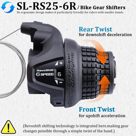 Right Shift Lever For Mountain Bikes SL RS25 6 Speed Twist Grip Gear Handle Shifter Replacement