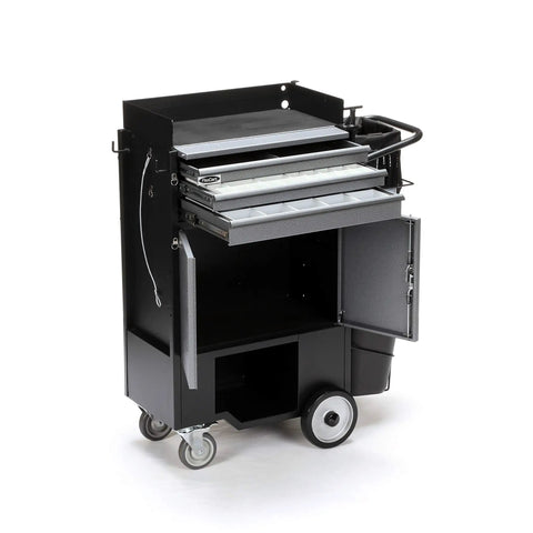 BadAss 3 Drawer Welded Steel Cart for Hvac and Trades with sleek design, open drawers, and locking casters for easy mobility.