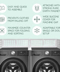 Laundry Guard With Silicone Gap Cover And Magnetic Fence For Washer And Dryer With 8 Strong Magnets in white on machines