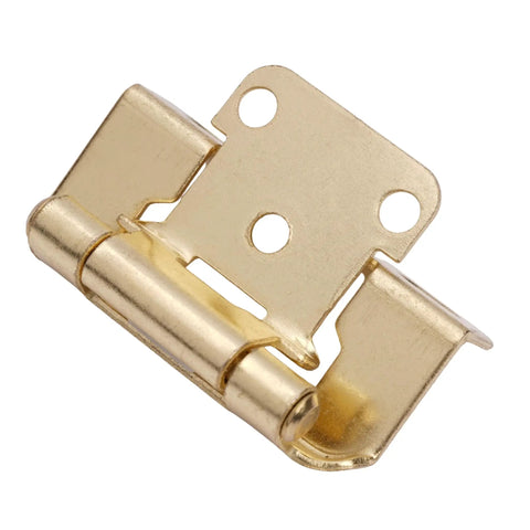 50 Pack Half Inch Overlay Brushed Gold Cabinet Hinges For Face Frame Cabinets, budget friendly hinge close-up with partial wrap