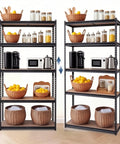 Beefy Five Tier Heavy Duty Garage Storage Shelves With Adjustable Metal Frame And Thick MDF Panels, 36 x 18 x 72 in, pantry loaded