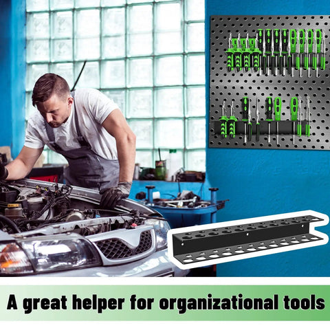 Heavy Duty Wall Mounted Tool Organizer For Pliers And Small Tools Metal Screwdriver Holder Rack With 23 Holes installed on wall