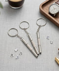 3 In 1 Eyewear Screwdriver Repair Kit With 10 Stainless Steel Mini Screwdrivers for glasses and jewelry, keychain design shown