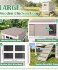 Two Story Outdoor Chicken Coop With Nesting Box And Pull Out Tray, 39.13 Inch Long Fir Wood Hen House For 1 To 3 Chickens, Grey