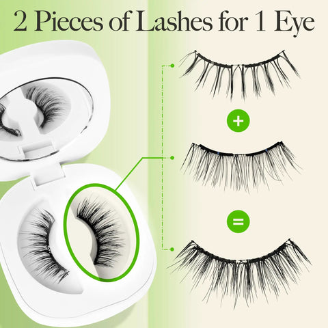 Magnetic Eyelashes Kit With Reusable Soft Lashes And Applicator No Glue Needed Windproof Waterproof All Day Comfort 2 Pack