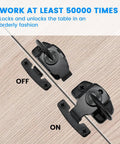 Sturdy Spring Table Locks Pair Designed Tight For Snappy Folding, Heavy Duty Zinc Alloy Drop Leaf Buckle Connectors For Expandable Dining Tables, No Fuss Rust Proof Furniture Hardware Installation Kit in ON and OFF positions.