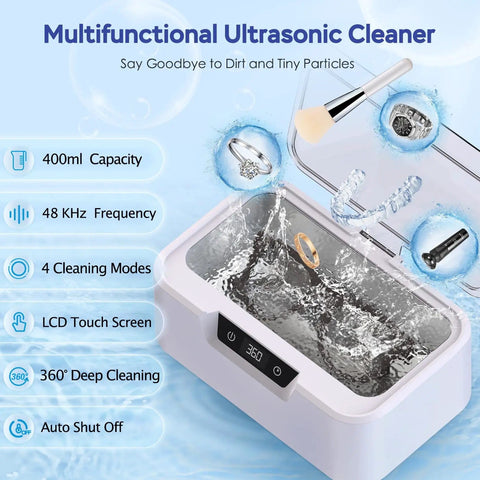 High Frequency Ultrasonic Jewelry Cleaner Machine 48KHz Killer Clean For Rings Necklaces Eyeglasses with digital timer display
